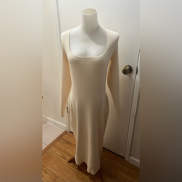 Rag & Bone Ivory White Long Sleeve Knit Sweater Dress Size L - Picture 3 of 13
